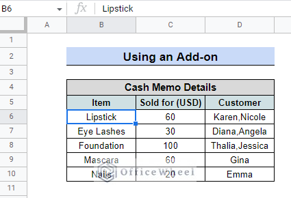 output of using Remove duplicate add on